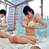 デカぱいなきれいなJD☆　混浴しながらペニスを照れた状態で攻めてあえぎ狂うことになるww